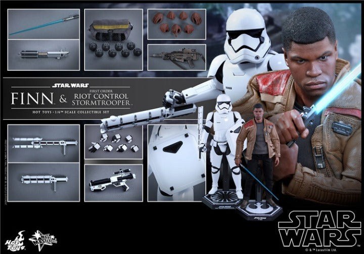 Hot Toys MMS346 Star Wars The Force Awakens Finn And Riot Trooper Set