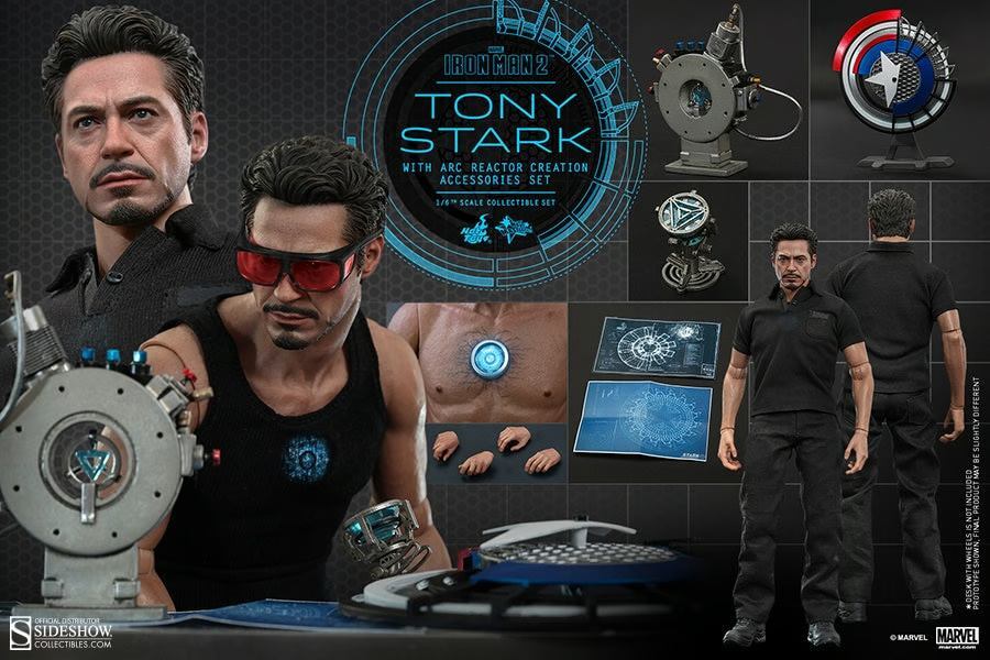 Hot Toys MMS273 Marvel Iron Man 2 Tony Stark with Arc Reactor Accessories