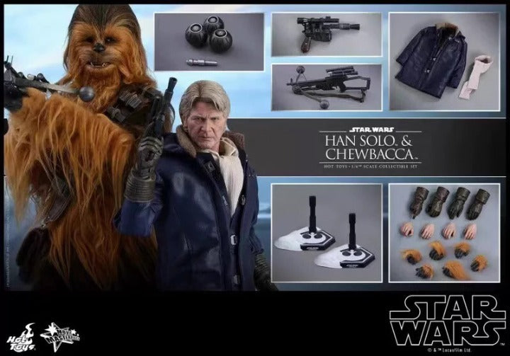 Hot Toys MMS376 Star Wars The Force Awakens Han Solo and Chewbacca Set